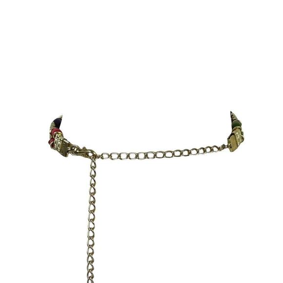 VTG Retro Belt 80s Gold Chain Tiered Wood Rainbow Multicolor Beads Gold Metal main image 13